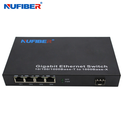 10/100/1000M 4 bağlantı noktalı Rj45+1 SFP bağlantı noktası Fiber Optik Ethernet Anahtarı medya dönüştürücü