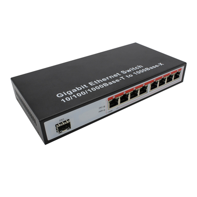 10/100/1000M 8 bağlantı noktalı Rj45+1 SFP bağlantı noktası Fiber Optik Ethernet Anahtarı medya dönüştürücü