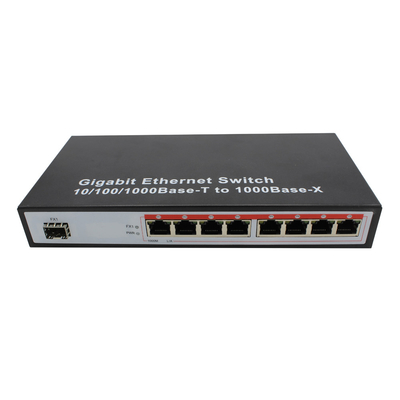 10/100/1000M 8 bağlantı noktalı Rj45+1 SFP bağlantı noktası Fiber Optik Ethernet Anahtarı medya dönüştürücü
