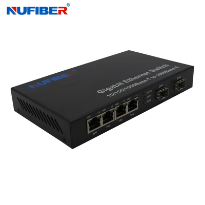 10/100/1000M 4 bağlantı noktalı Rj45+2 SFP bağlantı noktası Fiber Optik Ethernet Anahtarı Medya dönüştürücü