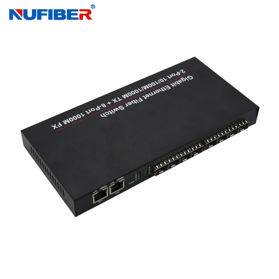 10/100/1000M 8 bağlantı noktalı SFP+2 Rj45 bağlantı noktası Fiber Optik Ethernet Anahtarı Medya dönüştürücü