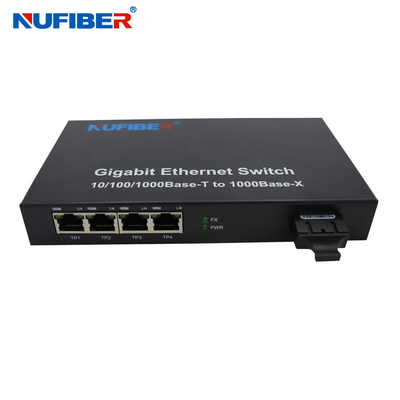 SM Çift fiber SC 1310nm Optik Fiber Ethernet Anahtarlı 1000M 4 bağlantı noktalı Rj45+1 fiber bağlantı noktası