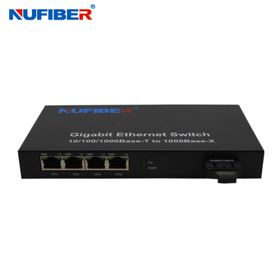4 Rj45 Bağlantı Noktalı 1310nm 20km SC Fiber Ethernet Anahtarı Düşük Isı