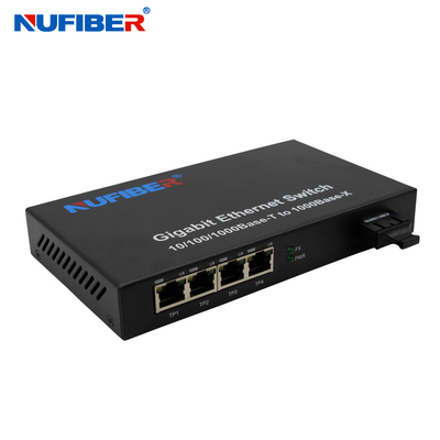 4 Rj45 Bağlantı Noktalı 1310nm 20km SC Fiber Ethernet Anahtarı Düşük Isı