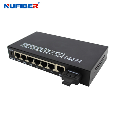 7 RJ45 Bağlantı Noktalı Fiber Ethernet Anahtarı Tek Modlu 20KM Mesafe