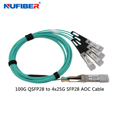 Yüksek Kaliteli 100G QSFP28 AOC Kablo 10m 33ft Aktif Optik QSFP28 - 4x SFP28