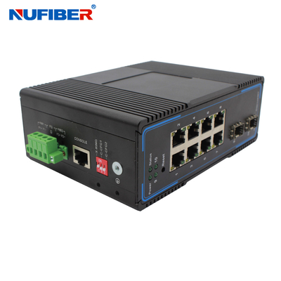 Endüstriyel Sınıf Yönetilen Ethernet Anahtarı 8 UTP 2 SFP Yuvası Din Ray Montajı 24V