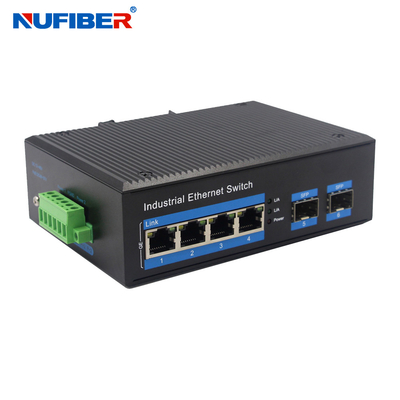 DC24V Güç Kaynağı Gigabit SFP Ethernet Anahtarı Endüstriyel 2 SFP 4 UTP Bağlantı Noktası