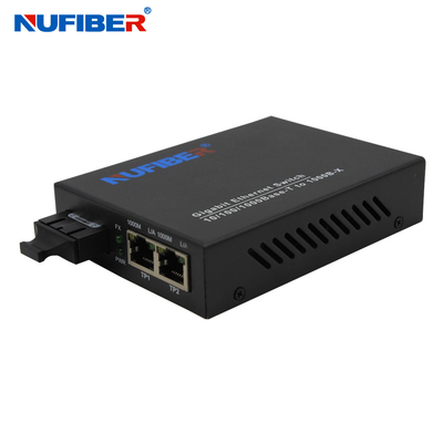 RoHS Onaylı 2 Bağlantı Noktalı Ethernet Anahtarı Tek Modlu Fiber Dönüştürücü