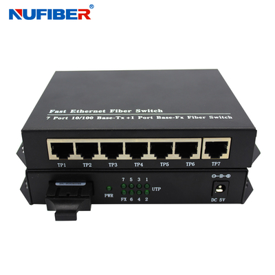 10/100M 7 port rj45+1 fiber port çift fiber SM 1310nm 20km fiber optik ethernet anahtarı
