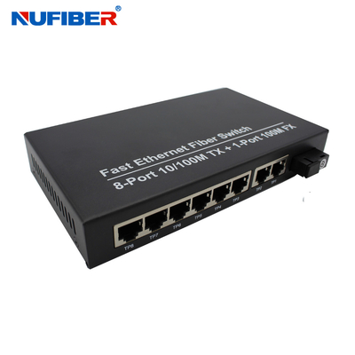FCC Tek modlu Fiber Ethernet Anahtarı DC5V 2A 8 Rj45 Bağlantı Noktası Anahtarı