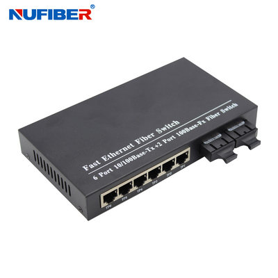 10/100M 6 port rj45+2 fiber port çift fiber SM 1310nm 20km fiber optik ethernet anahtarı