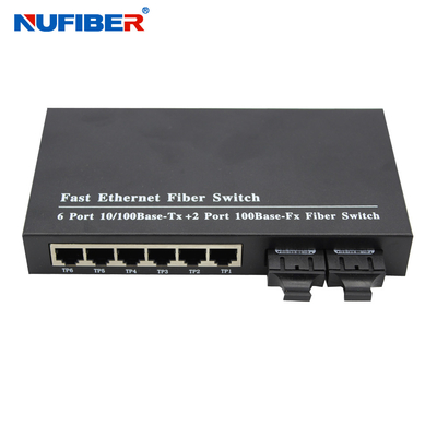10/100M 6 port rj45+2 fiber port çift fiber SM 1310nm 20km fiber optik ethernet anahtarı