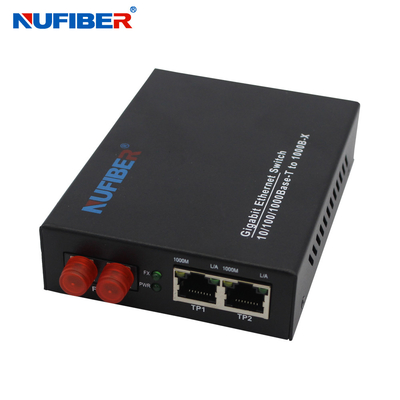 1000M 2 bağlantı noktalı Rj45 + 1 fiber bağlantı noktası, Dubleks FC konektörlü medya dönüştürücü hızlı ethernet fiber anahtarı