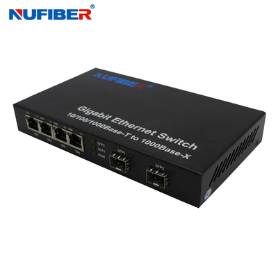 10/100/1000M 4 bağlantı noktalı Rj45+2 SFP bağlantı noktası Fiber Optik Ethernet Anahtarı Medya dönüştürücü