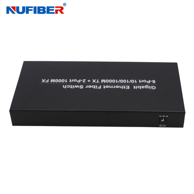 10/100/1000M 8 bağlantı noktalı Rj45+2 SFP bağlantı noktası Fiber Optik Ethernet Anahtarı Medya dönüştürücü