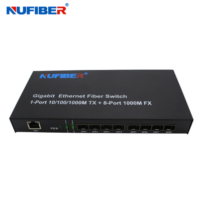 10/100/1000M 8 bağlantı noktalı SFP+1 Rj45 bağlantı noktası Fiber Optik Ethernet Anahtarı Medya dönüştürücü