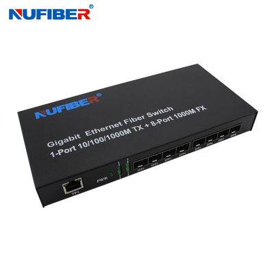 10/100/1000M 8 bağlantı noktalı SFP+1 Rj45 bağlantı noktası Fiber Optik Ethernet Anahtarı Medya dönüştürücü